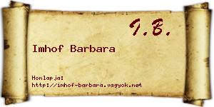 Imhof Barbara névjegykártya
